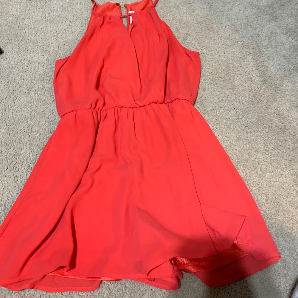 Coral- pink lush romper